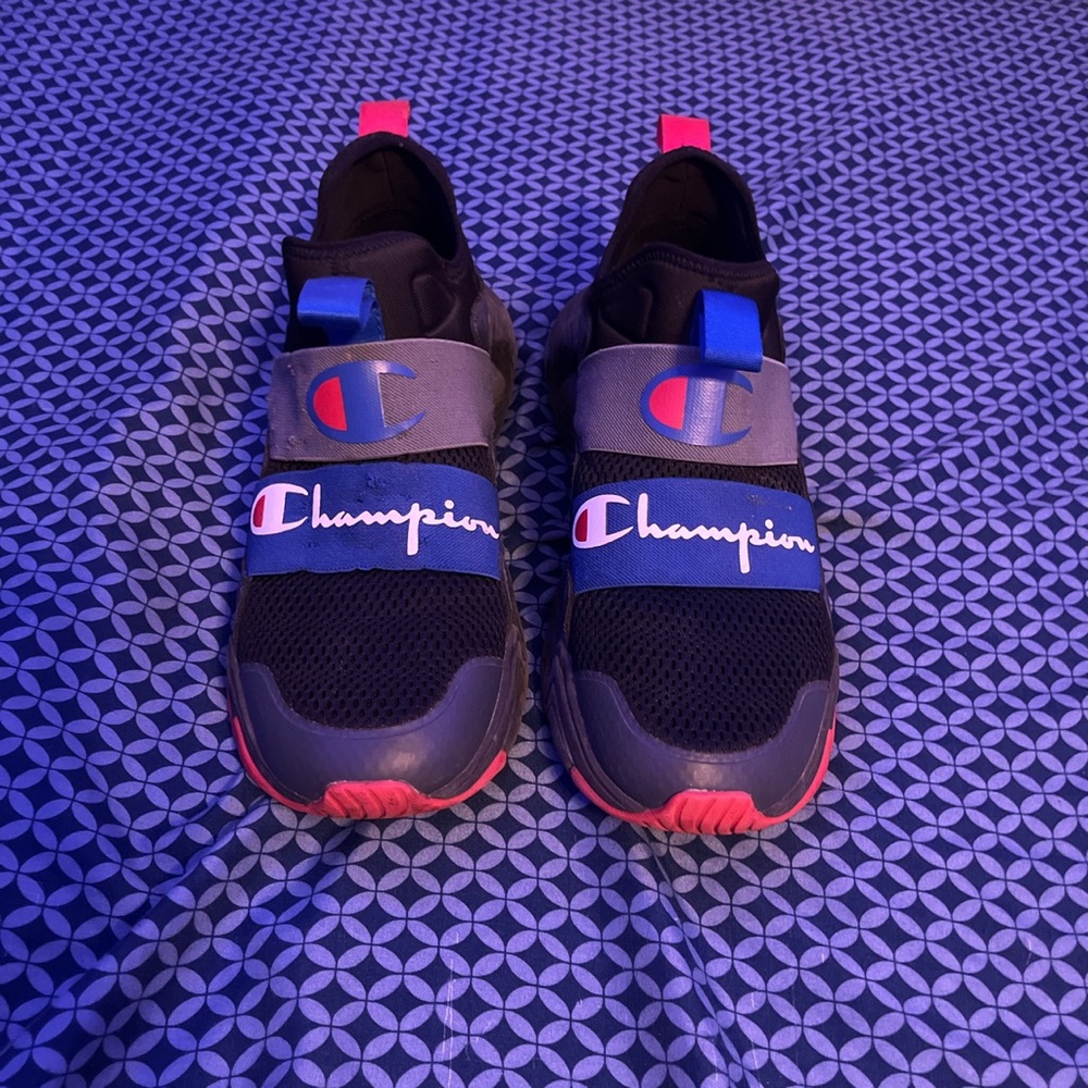 Champion, Size 9, Blue, and Red